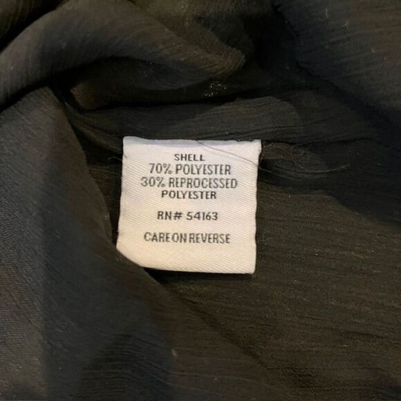 NWOT Tommy Hilfiger Black Ruffle Tie Front Sheer Sleeve Blouse Size Medium - Picture 5 of 9